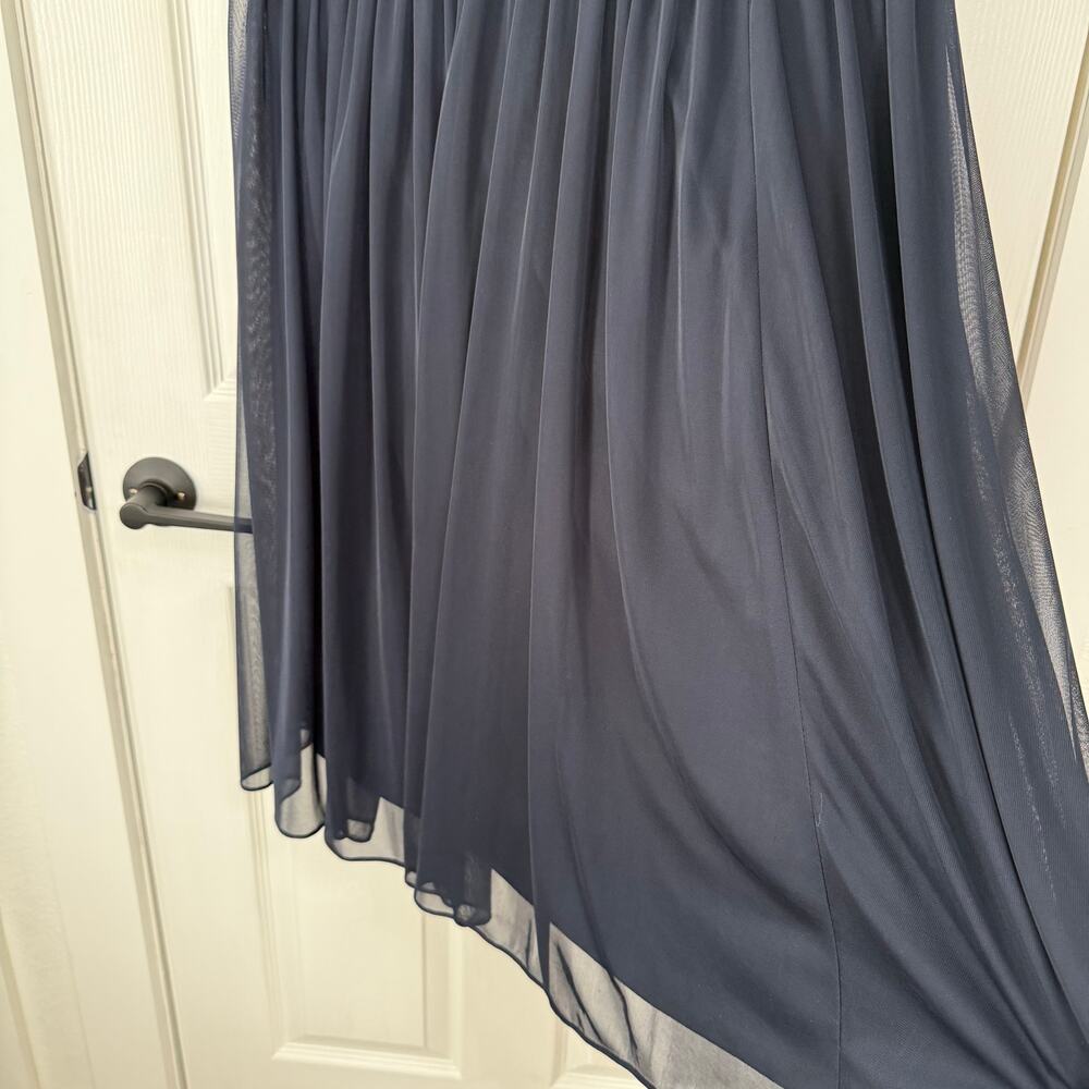 Jessica Howard Women's Navy Chiffon V-Neck Mini Pleat Dress Size 18W - Picture 5 of 11